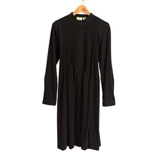 Vintage Vermont Country Store Black Pleated Button-Front Dress Small / 4